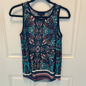 Vibrant print sleeveless blouse